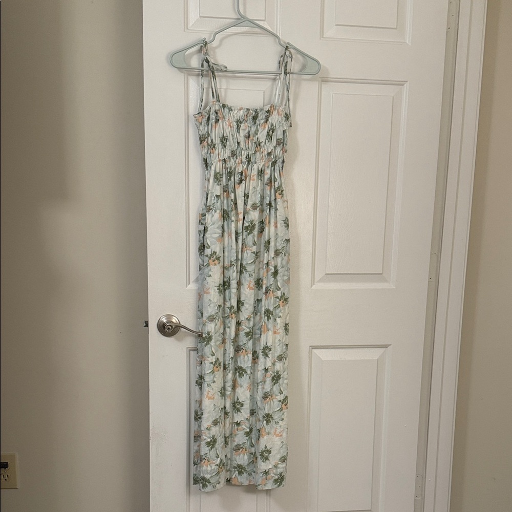 Floral Maxi Dress with Tie Straps